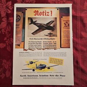 1944 North American P-51 Mustang WWII Fighter Vintage Print Ad – Life Magazine